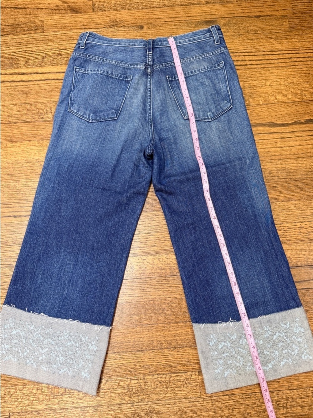 J Brand Joan Crop Jeans Size 32 Wide Cuff Raw Hem Denim - Picture 7 of 7